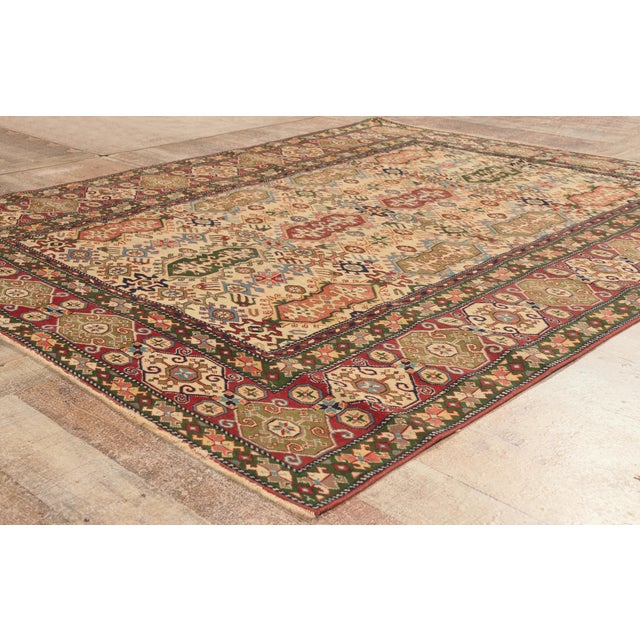 Beige Vintage Turkish Oushak Rug, 05'06 X 06'09 For Sale - Image 8 of 10