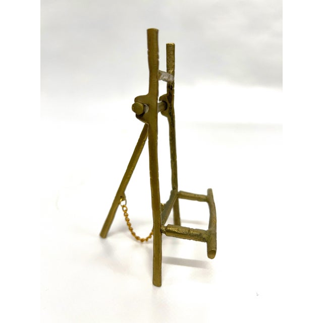 1940s Vintage Brass Faux Bamboo Picture Easel For Sale - Image 5 of 6
