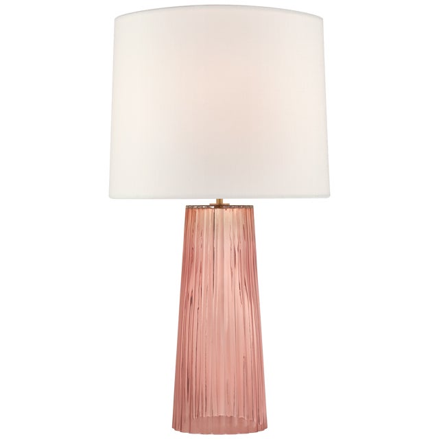 Barbara Barry for Visual Comfort Signature Danube Medium Table Lamp in Rosewater with Linen Shade For Sale