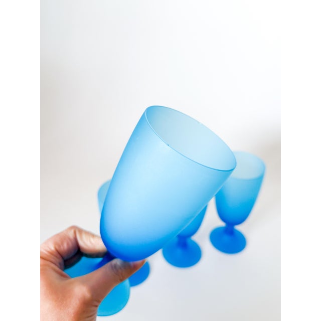 1960s Carlo Moretti Satinato Electric Blue Goblets- Set of 4 For Sale In Dallas - Image 6 of 12