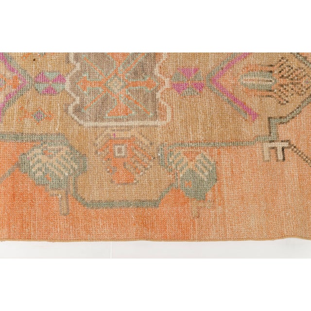 Peach Vintage Antique Hallway Runner Rug For Sale - Image 8 of 10