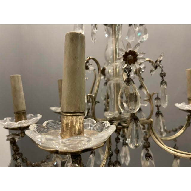 Italian Silver Crystal Chandelier, 1940s For Sale - Image 15 of 17