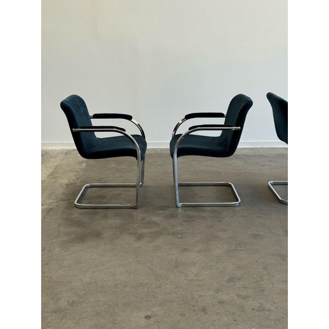 1970s Cantilevered Arm Chairs - Set of 4 For Sale - Image 12 of 12