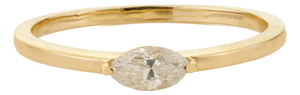 Modern Marquise Cut Diamond Solitaire Ring Size 4 in 14k Yellow Gold