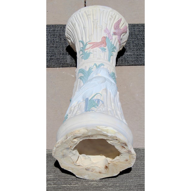 Vintage Coastal Heron Garden Pedestal | Decorative Plant Stand | Cottage & Chinoiserie Accent For Sale - Image 11 of 15