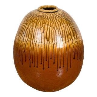 Prem Collection Artisan Handcrafted Two-Tone Vase with Dripping Décor For Sale