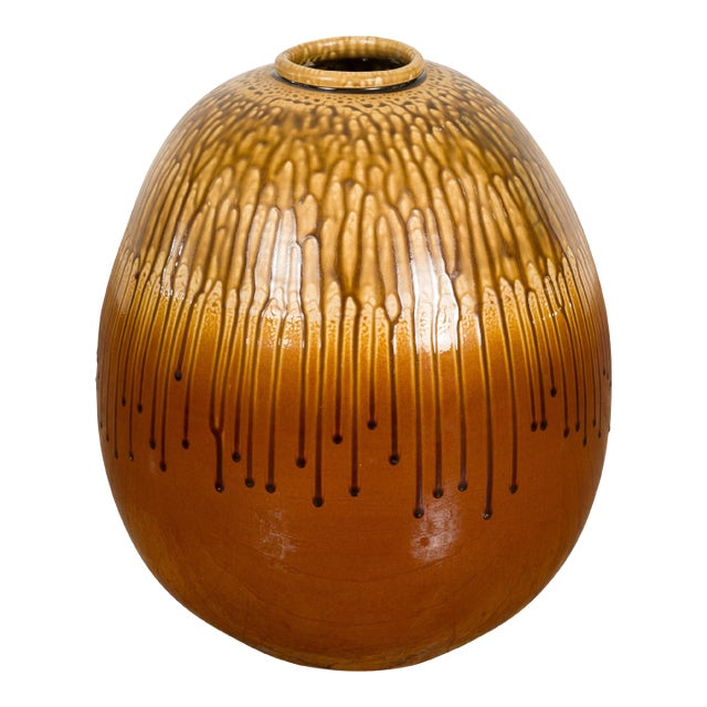 Prem Collection Artisan Handcrafted Two-Tone Vase with Dripping Décor For Sale