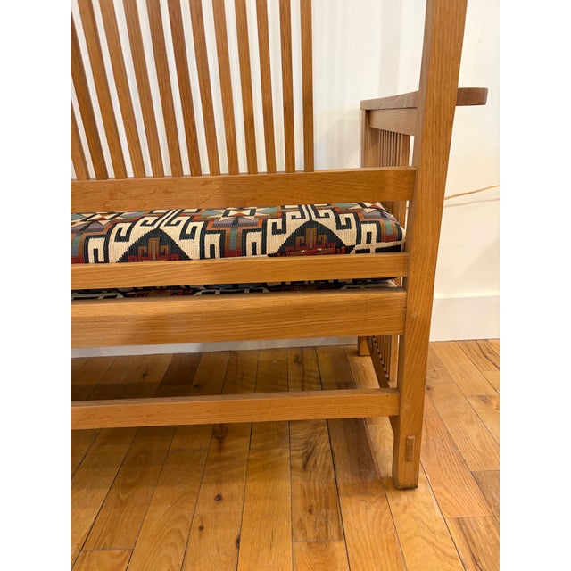 Apricot Vintage Stickley Mission Bench W/ Upholstered Seat For Sale - Image 8 of 11