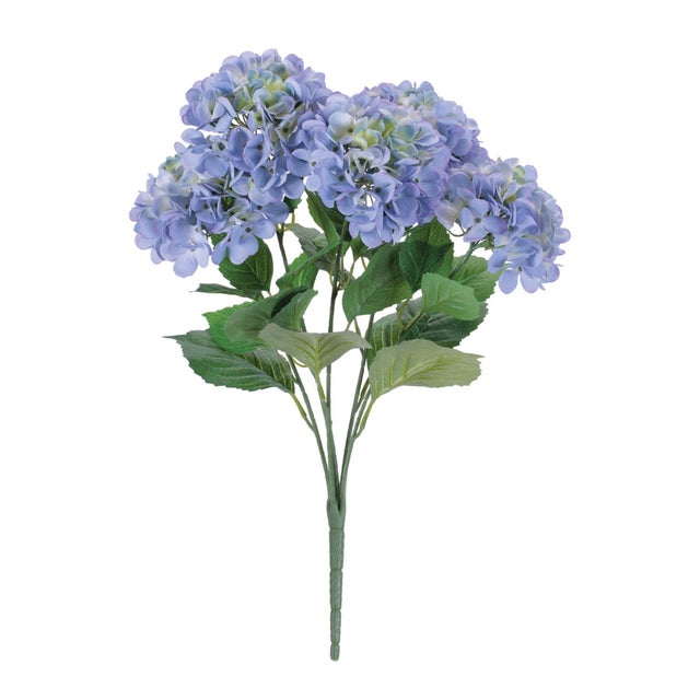 Add lush fullness and soft floral color to your decor with this Blue Hydrangea Bush Set. Featuring multiple rounded...