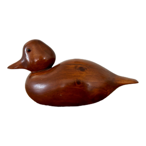Vintage Wood Duck Decoy With Glass Eyes