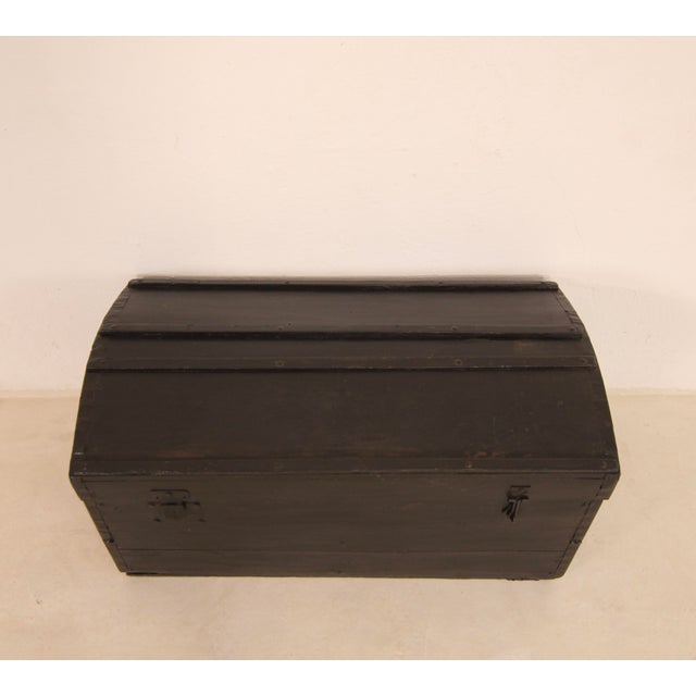 Vintage Steamship Black Trunk, 1920s For Sale - Image 4 of 18