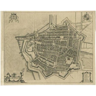 Antique Map of the City of Harlingen by Janssonius, 1657 For Sale