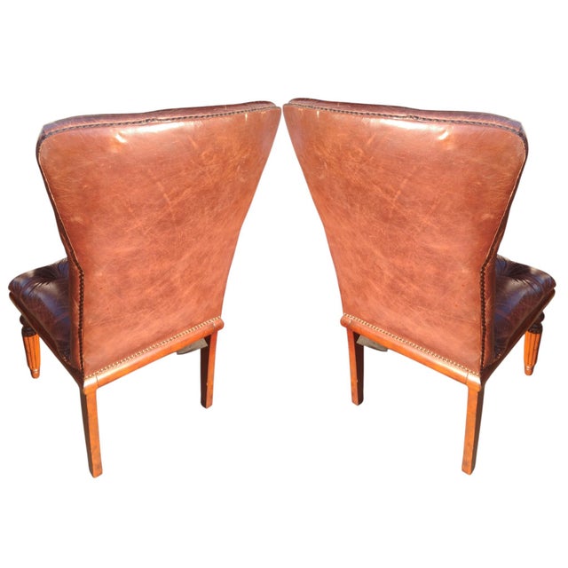 1990s 5 Ralph Lauren Style Chesterfield Leather Chairs. For Sale - Image 4 of 11