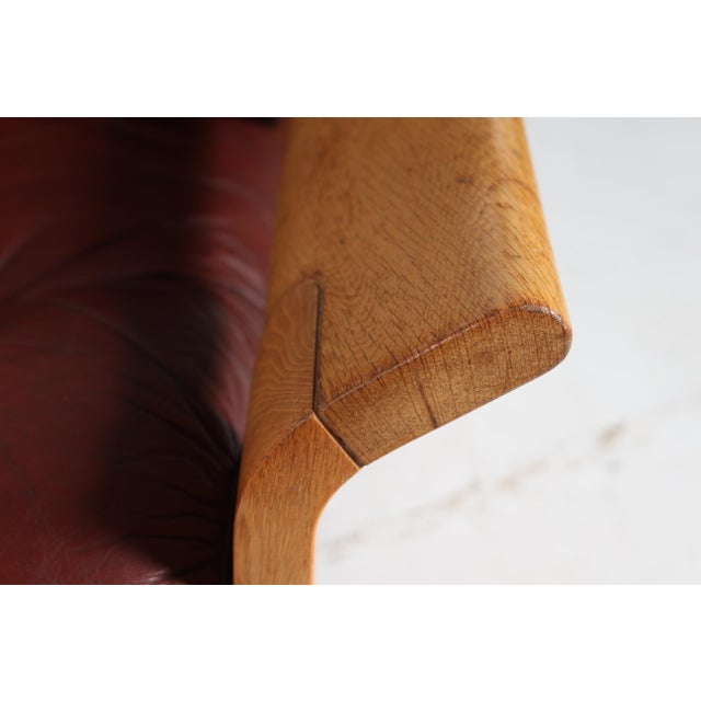 Brutalist Lounge Chairs in Oak and Reddish Brown Leather, 1970s, Set of 2 For Sale - Image 6 of 17