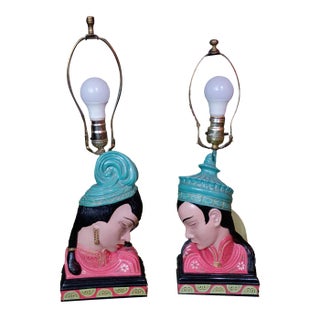 1950s Mid Century Modern Chalkware Lamps For Sale