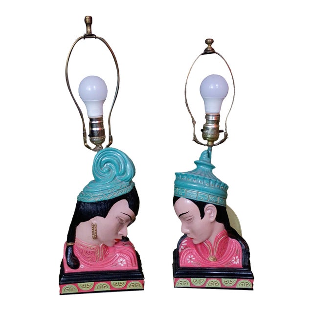 1950s Mid Century Modern Chalkware Lamps For Sale