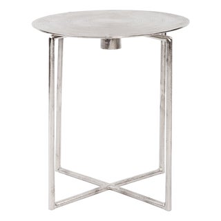 Raw Silver Spiral Top Accent Table For Sale