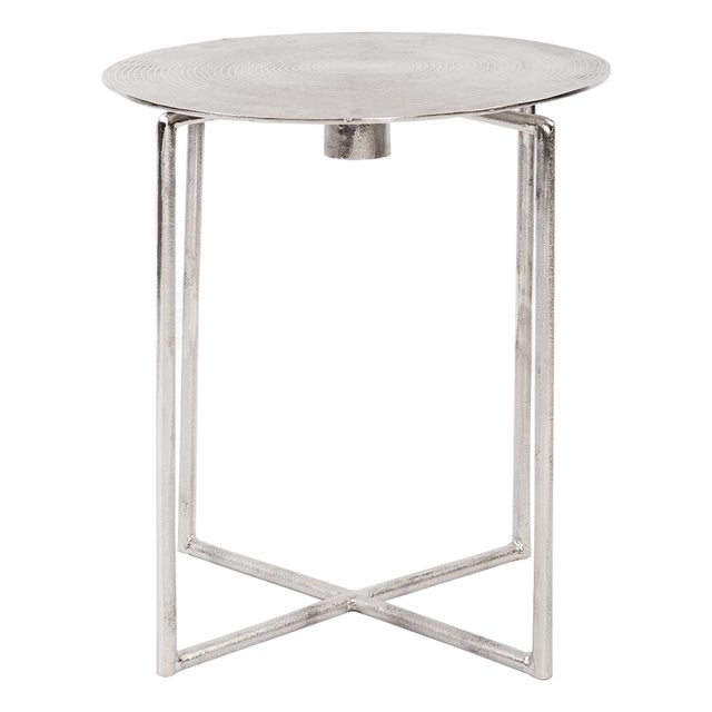 Raw Silver Spiral Top Accent Table For Sale