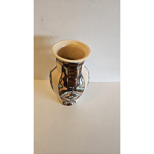 Art Deco Tube Lined Vase by Edith Gater for Royal Caulron, 1930 For Sale - Image 3 of 8