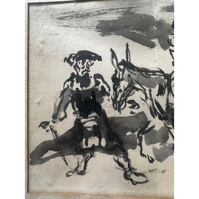 Original artwork by Walter Spitzer (1927-2021) depicting The Flight into Egypt, created in 1968. Executed in gouache and...