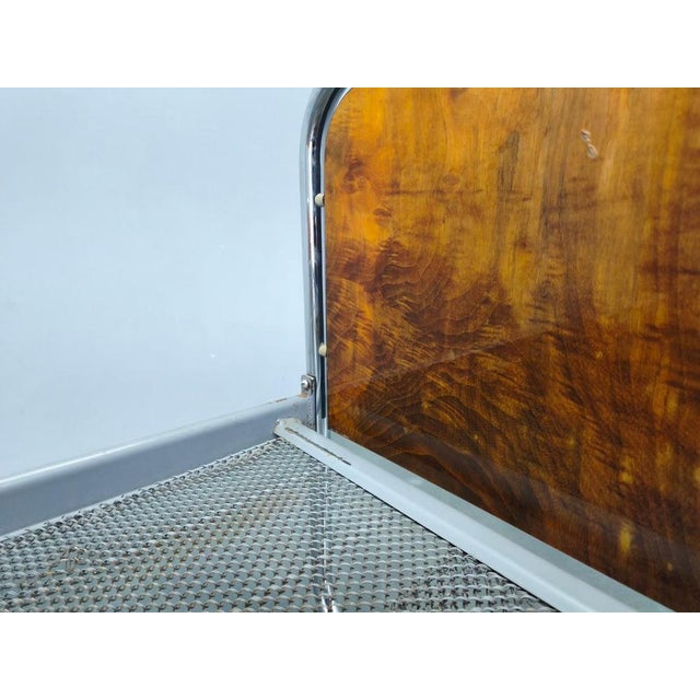 Bauhaus Tubular Steel Bed with Walnut Veneer Panels, 1930s For Sale - Image 11 of 18