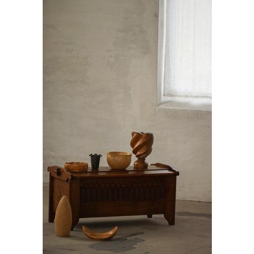 Mid 20th Century Danish Modern Oak Chest with Decorative Relief Carving, 1950s For Sale - Image 9 of 18