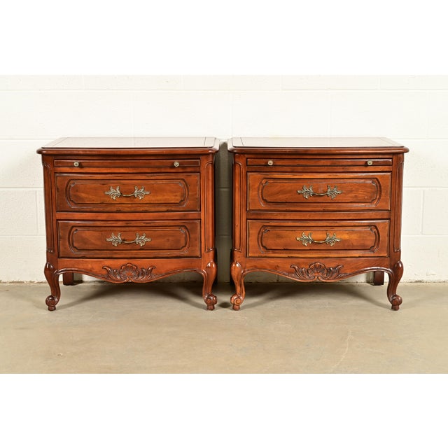 Century Furniture French Provincial Louis XV Carved Cherry Wood Nightstands, Pair For Sale - Image 14 of 14