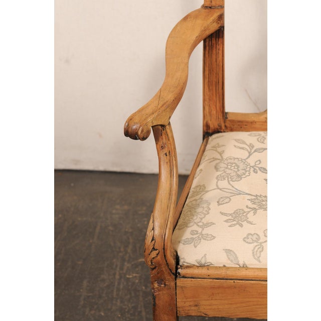 An Italian four-chair back style, carved wood sofa bench, with upholstered seat from the turn of the 18th and 19th...