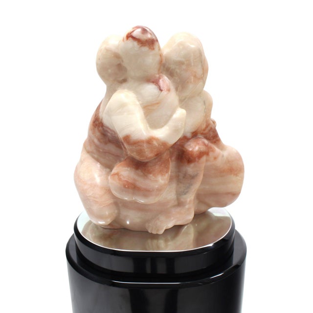 Mid 20th Century Mid-Century Modern Heavy Carved Marble Sculpture on Revolving Pedestal For Sale - Image 5 of 9