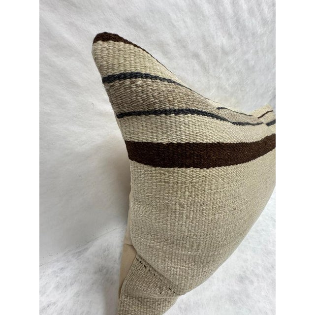 Turkish Hemp Pillow Cushion Natural Beige Brown Pillow Cushion Cover 16" x 24" For Sale - Image 4 of 4