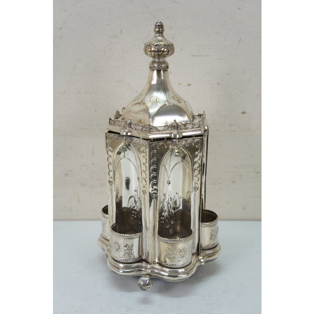 Antique R Gleason & Sons Silverplate Magic Dinner Caster Rotating Cruet Stand For Sale - Image 4 of 16