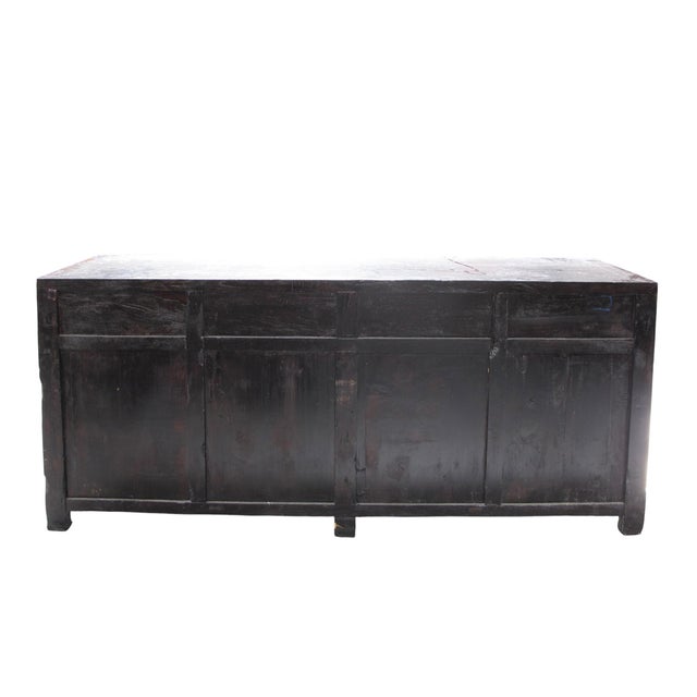 Circa 1926 Antique Chinese Dark Brown Painted Sideboard With Four Drawers and Four Doors For Sale - Image 12 of 13