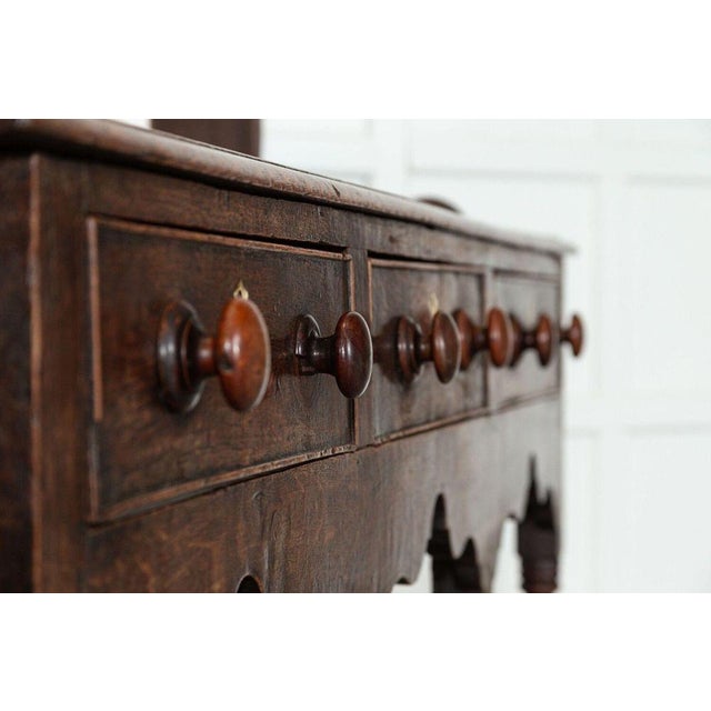 Circa 1760 18thc english george ii oak potboard dresser excellent patination and form base w159 x d48 x h80 cm top w161 x...
