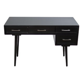 Rway Mid-Century Modern Desk, Black Lacquer & Steel, 4 Drawers, 1950s For Sale
