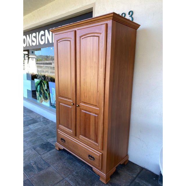 Amish Cherry Wood Classic Wardrobe Armoire | Chairish