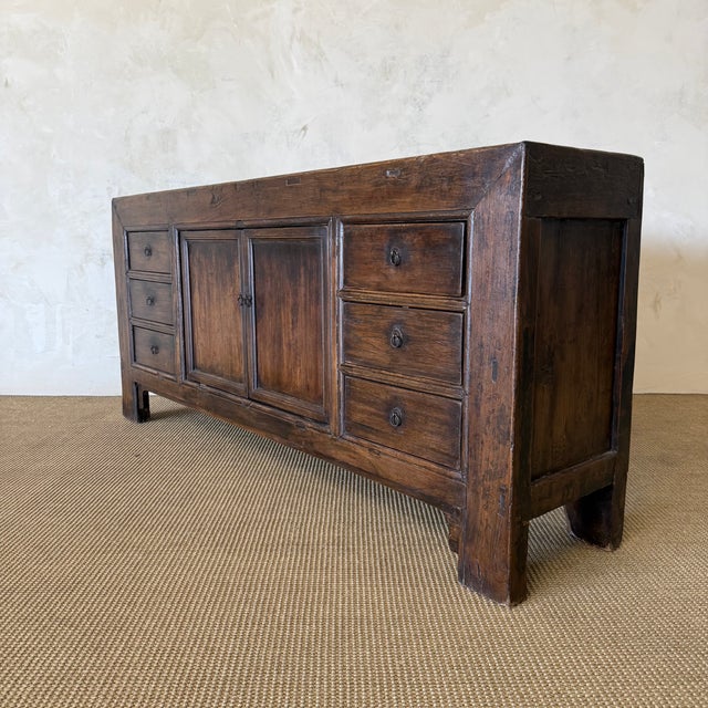 1920s Vintage Fir 6 Drawer Double Door Cabinet c.1920 For Sale - Image 5 of 14