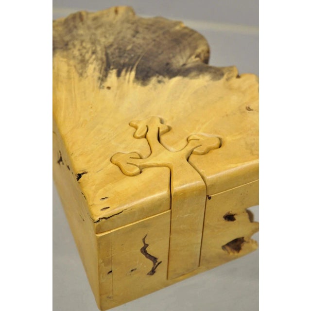Yellow Late 20th Century Richard Rothbard Mid Century Modern Burl Wood Live Edge Puzzle Jewelry Box For Sale - Image 8 of 10