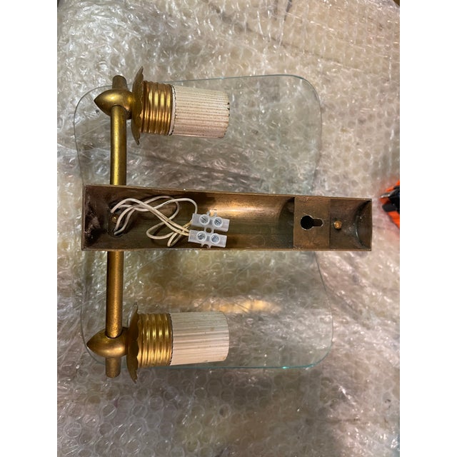 1940s Glass and Brass Sconces from Pietro Chiesa, 1940s, Set of 2 For Sale - Image 5 of 9