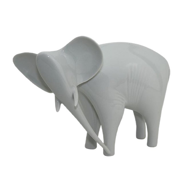 Czech White Porcelain Elephant from Royal Dux, 1960s For Sale