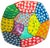 A striking hand-painted paper mache art bowl featuring a bold patchwork of saturated color and graphic pattern. Each...