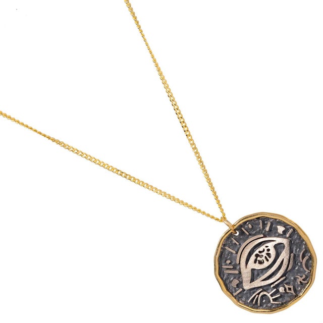 Silver Mythological Symbol Pendant Sterling Silver & Gold Necklace For Sale - Image 8 of 9