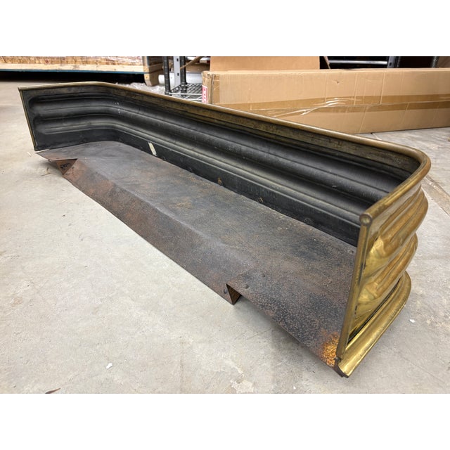 Metal Antique Brass Regency Fireplace Fender For Sale - Image 7 of 11