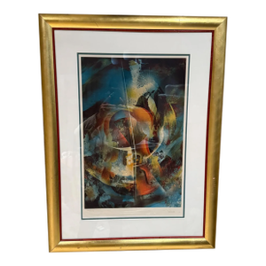 1980s Cosmic Wind Abstract Lithograph Leonardo Nierman