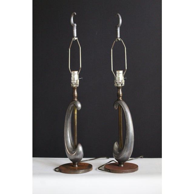 Silver Mid 20th Century Gerald Thurston Influence Sculptural Lamps - a Pair For Sale - Image 8 of 12