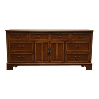 1990s Bernhardt Furniture Solid Cherry Contemporary Traditional 70" Triple Door Dresser For Sale