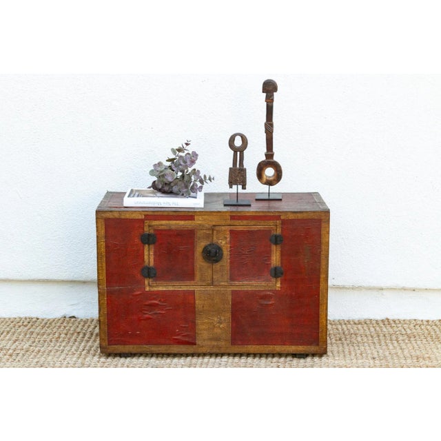 Antique Korean Painted Marriage Chest For Sale - Image 11 of 11