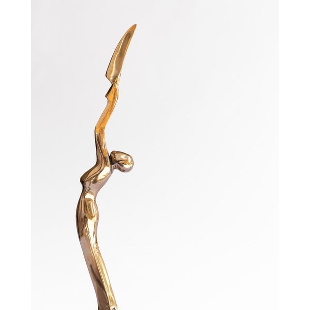 Metal Art Deco Revival Bronze and Marble Sculpture, 1980s For Sale - Image 7 of 10