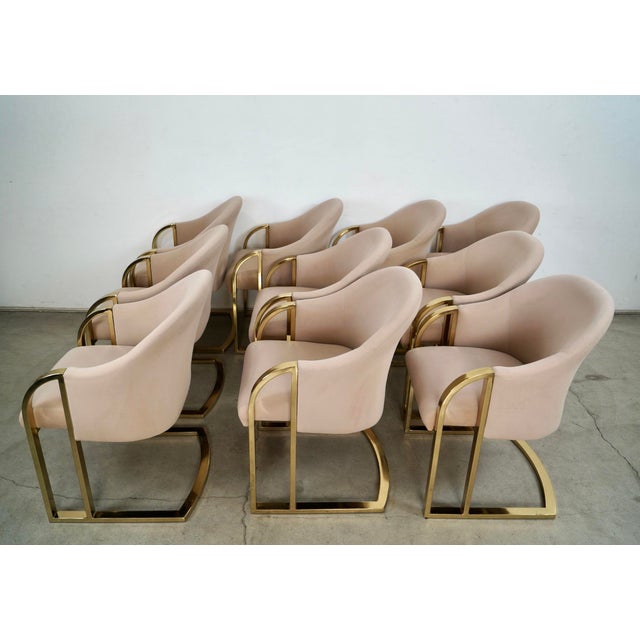 1970s 1970’s Hollywood Regency Pierre Cardin Brass Dining Arm Chairs - Set of 10 For Sale - Image 5 of 12