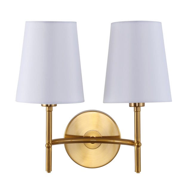 Illuminate your space with the sophisticated charm of the Barrett 2 Light 7.5 Inch Brass Iron Wall Sconce. This elegant...
