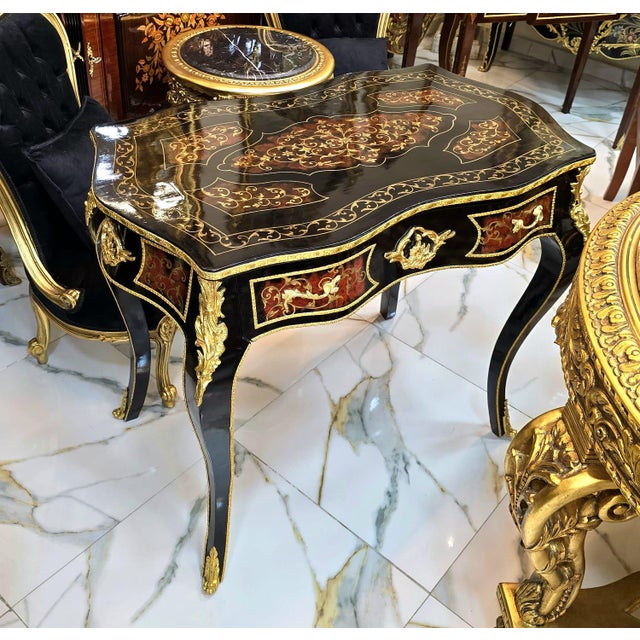 Create a refined workspace with this exceptional French-style writing desk, expertly handcrafted from premium solid...